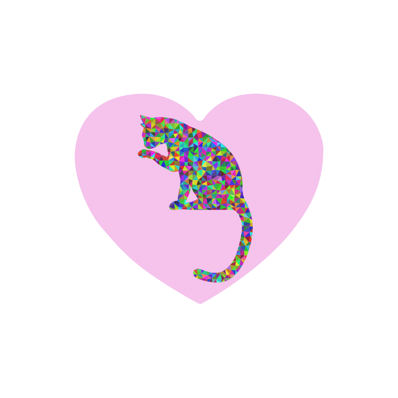Sitting Kitty Abstract Triangle Pink Heart-shaped Mousepad