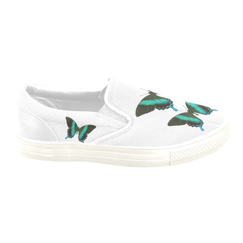 Papilio blumei butterflies painting Women's Unusual Slip-on Canvas Shoes (Model 019)