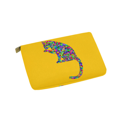 Sitting Kitty Abstract Triangle Yellow Carry-All Pouch 9.5''x6''