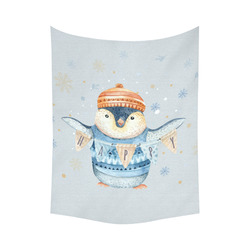 cute penguin, christmas Cotton Linen Wall Tapestry 60"x 80"