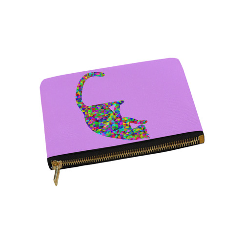 Sitting Kitty Abstract Triangle Purple Carry-All Pouch 9.5''x6''