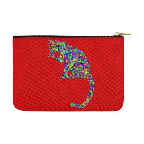 Sitting Kitty Abstract Triangle Red Carry-All Pouch 12.5''x8.5''