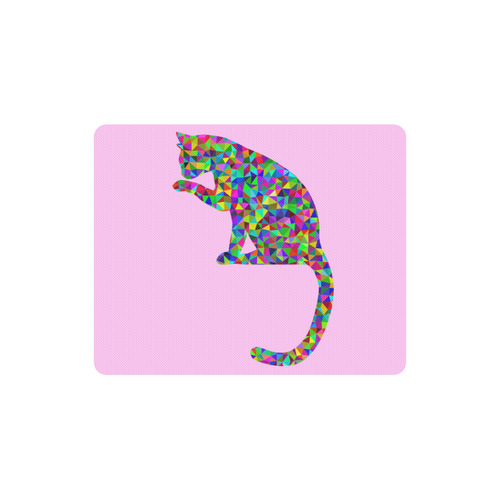 Sitting Kitty Abstract Triangle Pink Rectangle Mousepad