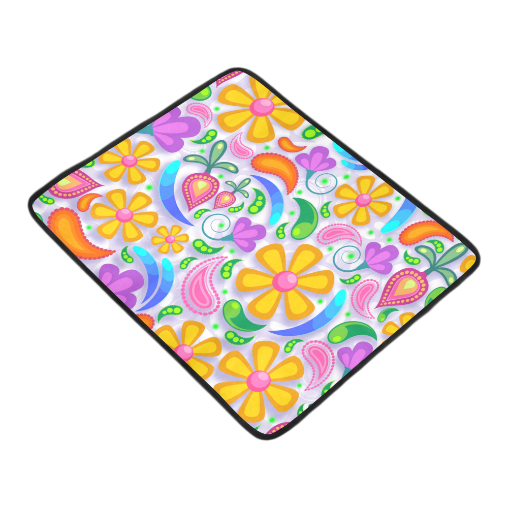 Funny Colorful Flowers Beach Mat 78"x 60"