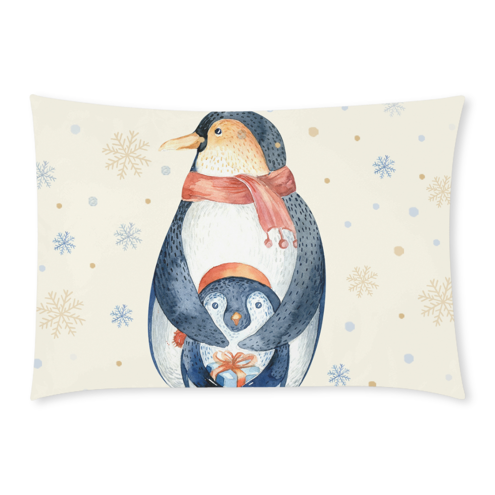 cute penguin, christmas Custom Rectangle Pillow Case 20x30 (One Side)