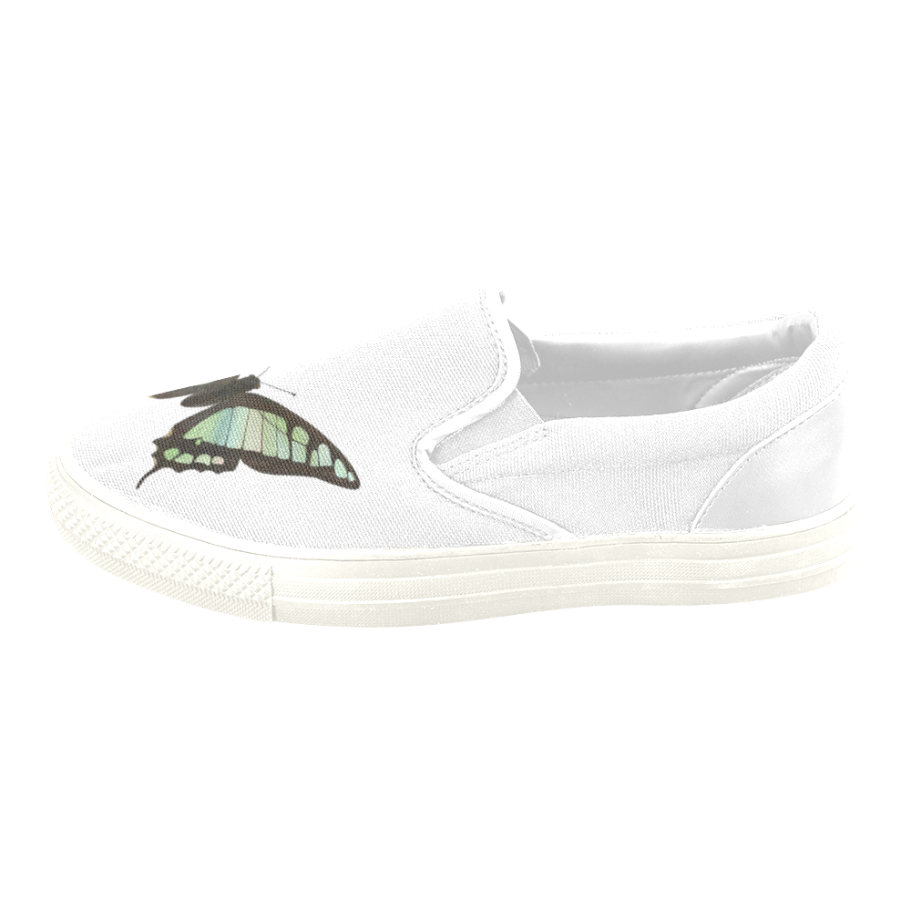 Graphium cloanthus butterflies painting Women's Unusual Slip-on Canvas Shoes (Model 019)