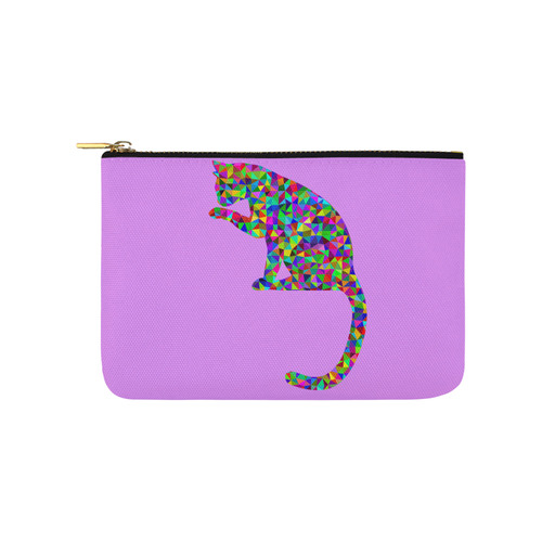 Sitting Kitty Abstract Triangle Purple Carry-All Pouch 9.5''x6''