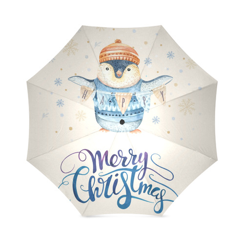 cute penguin, christmas wishes Foldable Umbrella (Model U01)