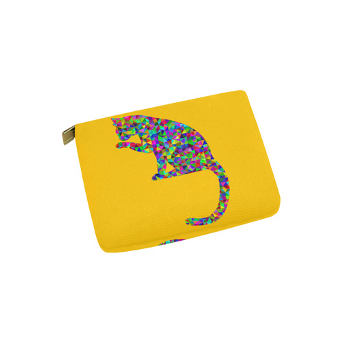 Sitting Kitty Abstract Triangle Yellow Carry-All Pouch 6''x5''