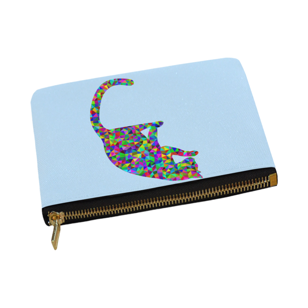 Sitting Kitty Abstract Triangle Blue Carry-All Pouch 12.5''x8.5''