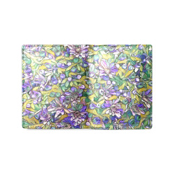 lovely floral 31C Men's Leather Wallet (Model 1612)