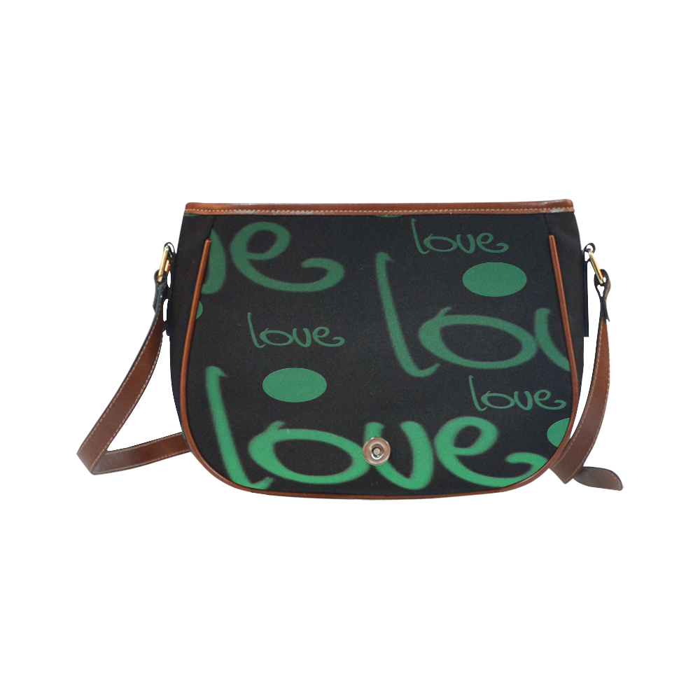 Green Love Saddle Bag/Small (Model 1649) Full Customization