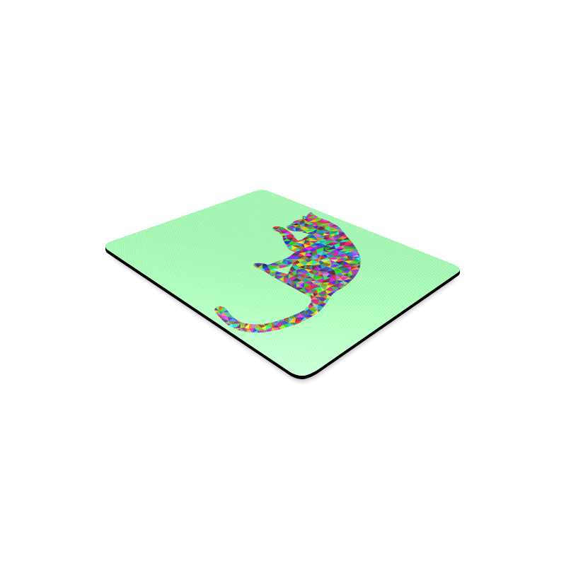 Sitting Kitty Abstract Triangle Mint Green Rectangle Mousepad