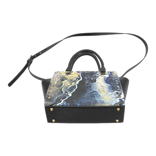Space Universe Marbling Rivet Shoulder Handbag (Model 1645)