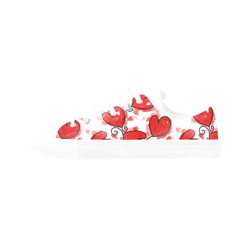 Love Hearts Watercolor Aquila Microfiber Leather Women's Shoes/Large Size (Model 031)