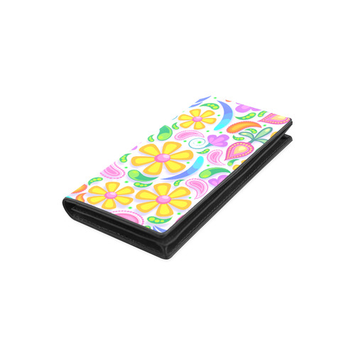 Funny Colorful Flowers Women's Leather Wallet (Model 1611)
