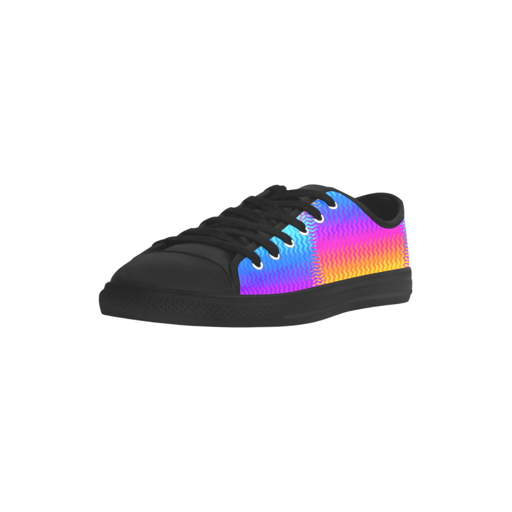 Psychedelic Rainbow Heat Waves Aquila Microfiber Leather Women's Shoes/Large Size (Model 031)