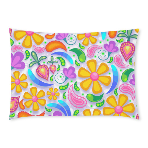 Funny Colorful Flowers Custom Rectangle Pillow Case 20x30 (One Side)