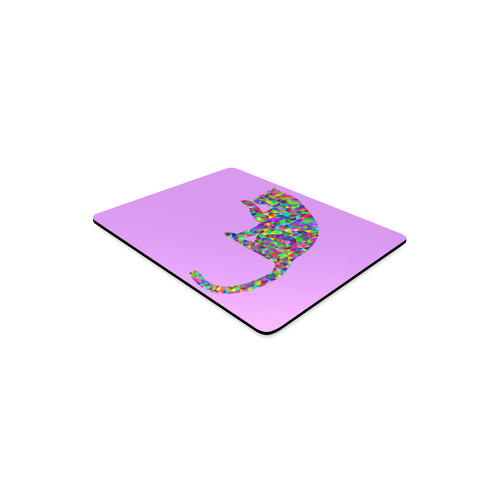 Sitting Kitty Abstract Triangle Purple Rectangle Mousepad