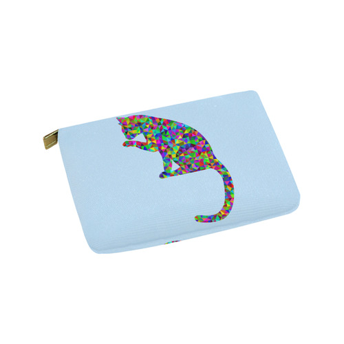 Sitting Kitty Abstract Triangle Blue Carry-All Pouch 9.5''x6''