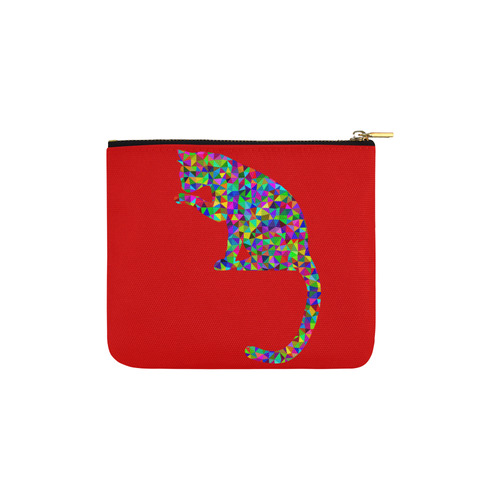 Sitting Kitty Abstract Triangle Red Carry-All Pouch 6''x5''