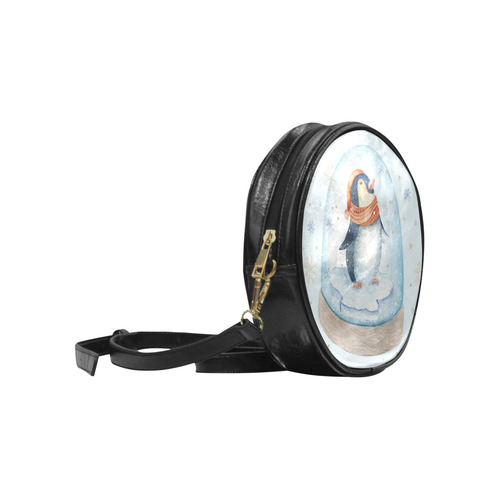 cute penguin, christmas Round Sling Bag (Model 1647)