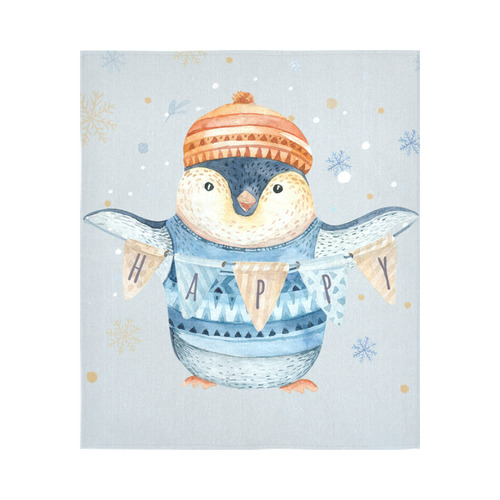 cute penguin, christmas Cotton Linen Wall Tapestry 51"x 60"