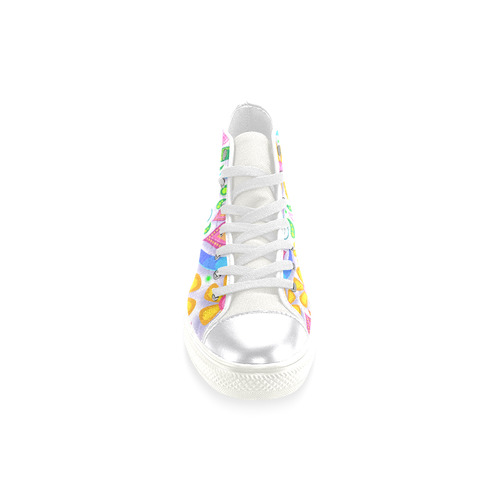 Funny Colorful Flowers Women's Classic High Top Canvas Shoes (Model 017)