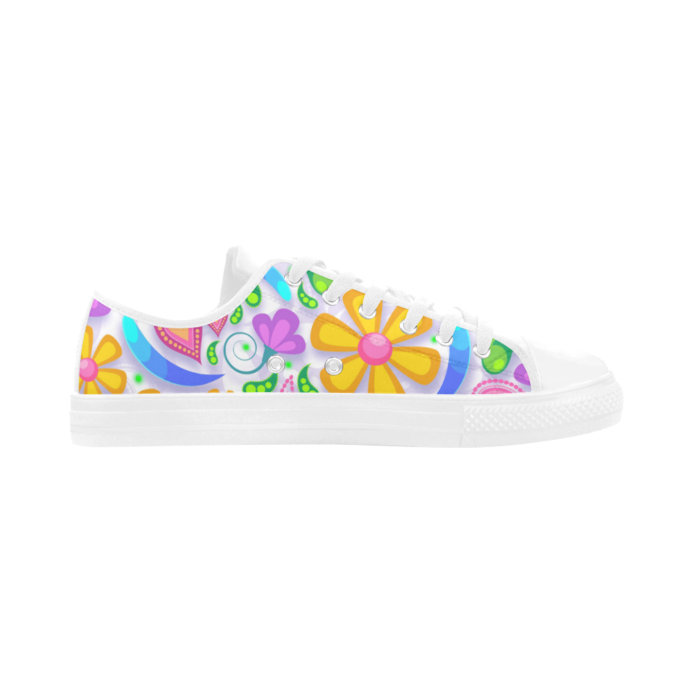 Funny Colorful Flowers Aquila Microfiber Leather Women's Shoes (Model 031)