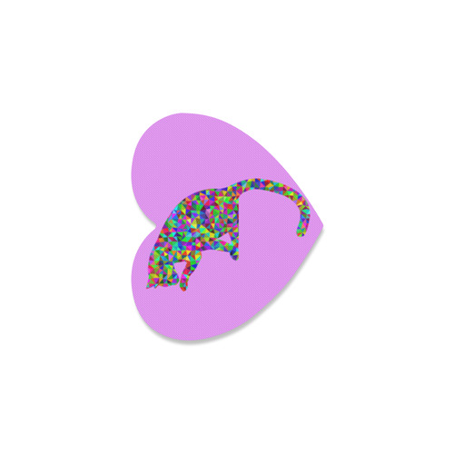 Sitting Kitty Abstract Triangle Purple Heart Coaster
