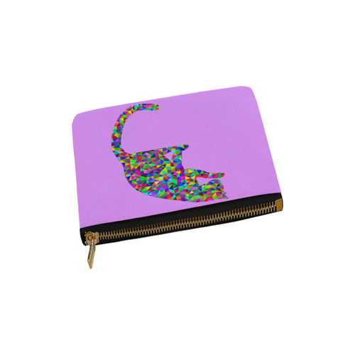 Sitting Kitty Abstract Triangle Purple Carry-All Pouch 6''x5''