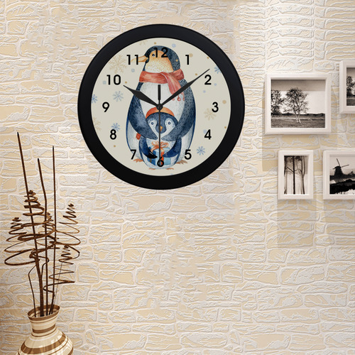 cute penguin, christmas Circular Plastic Wall clock