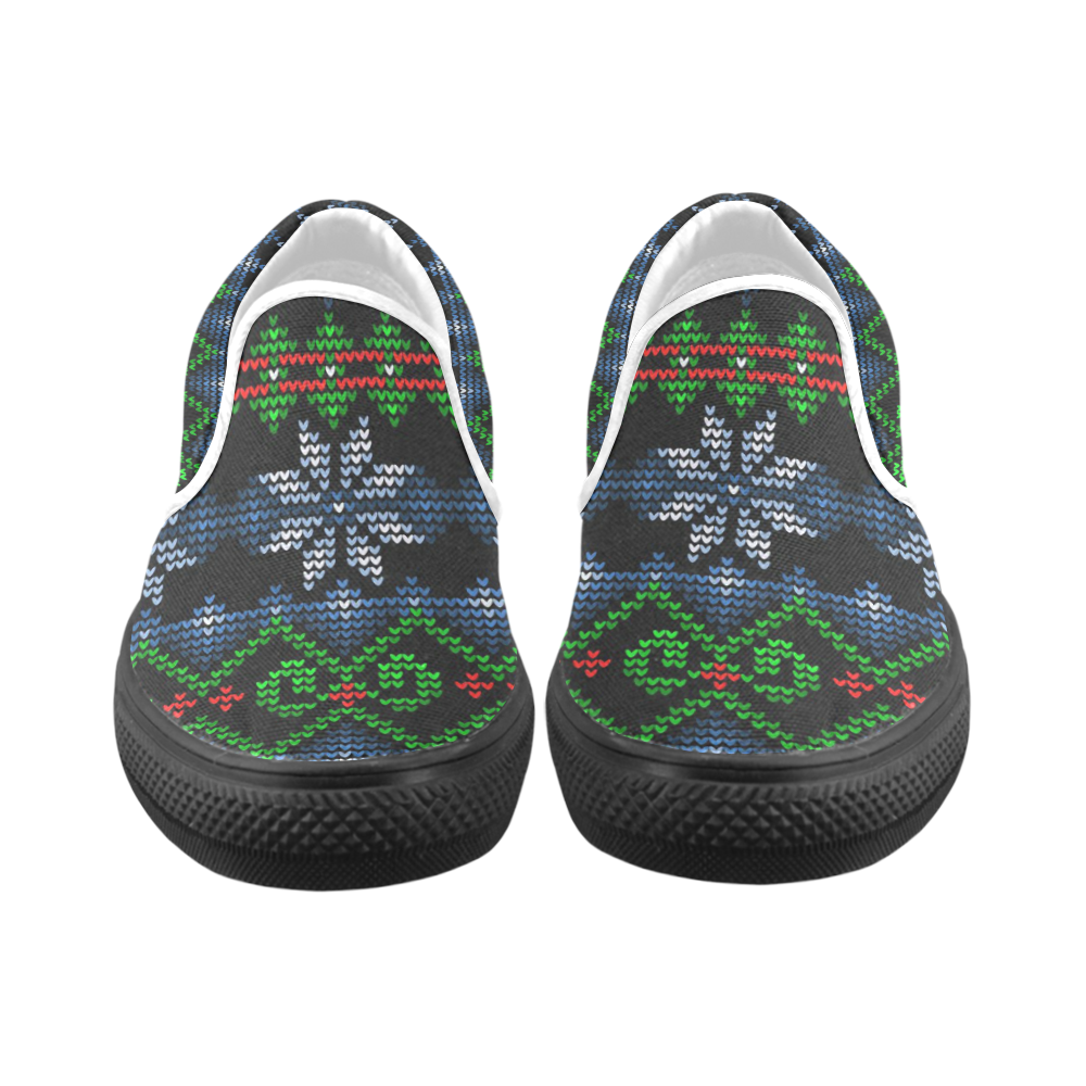 Ugly Christmas Sweater Knit Women's Unusual Slip-on Canvas Shoes (Model 019)