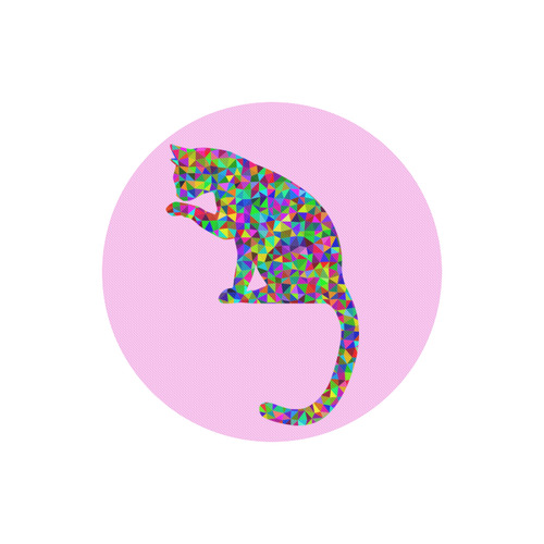Sitting Kitty Abstract Triangle Pink Round Mousepad