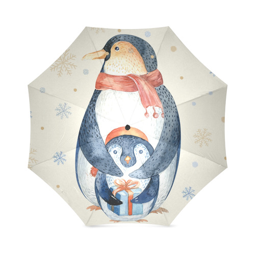 cute penguin, christmas Foldable Umbrella (Model U01)