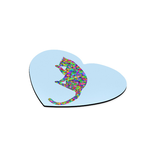 Sitting Kitty Abstract Triangle Blue Heart-shaped Mousepad