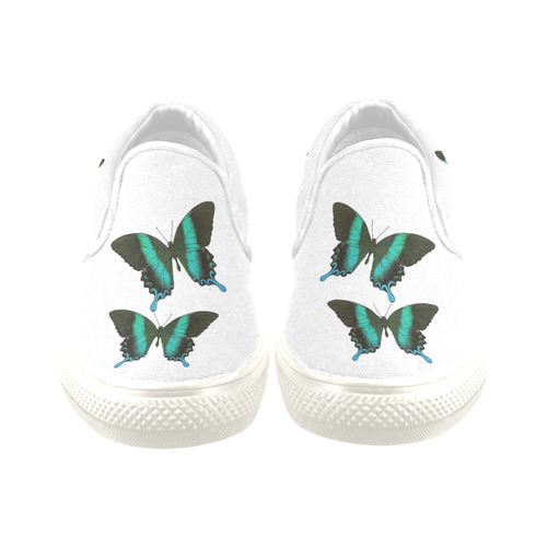 Papilio blumei butterflies painting Women's Unusual Slip-on Canvas Shoes (Model 019)