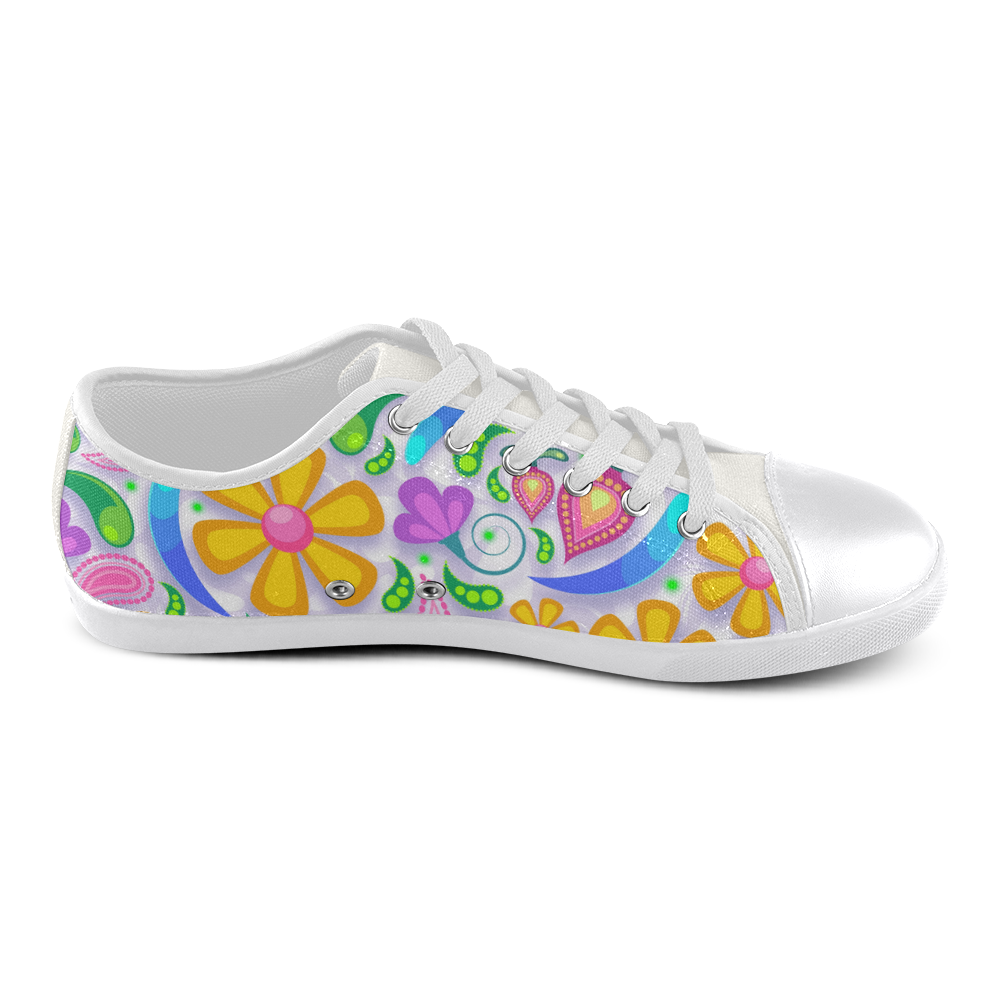 Funny Colorful Flowers Canvas Shoes for Women/Large Size (Model 016)