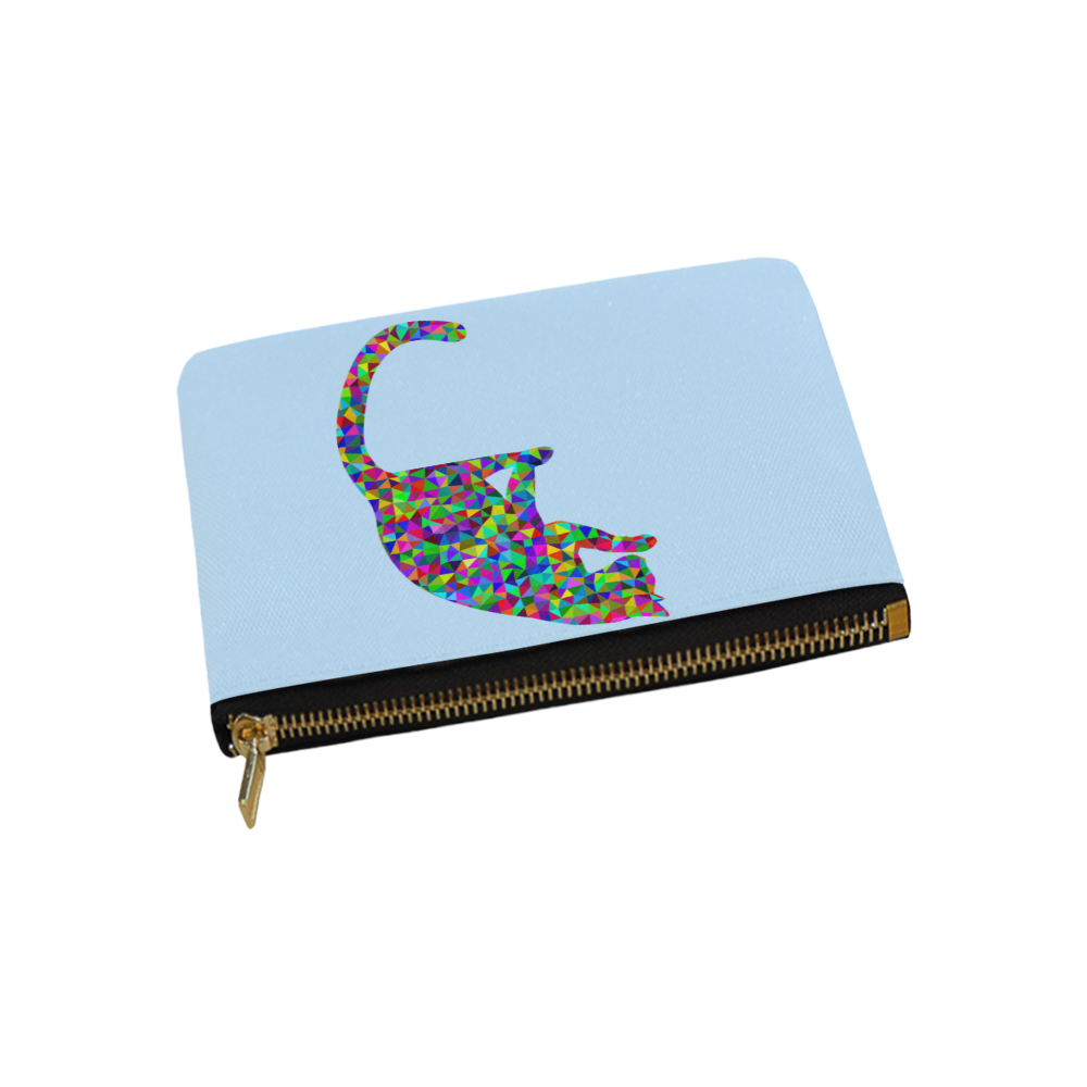 Sitting Kitty Abstract Triangle Blue Carry-All Pouch 9.5''x6''