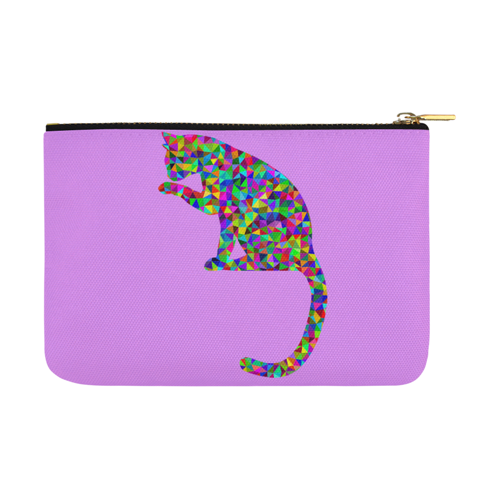 Sitting Kitty Abstract Triangle Purple Carry-All Pouch 12.5''x8.5''