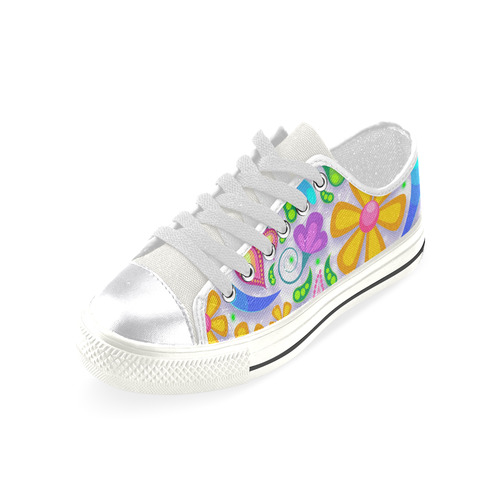 Funny Colorful Flowers Canvas Women's Shoes/Large Size (Model 018)