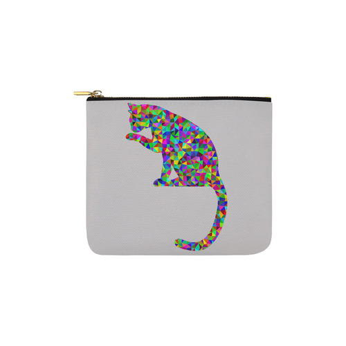 Sitting Kitty Abstract Triangle Grey Carry-All Pouch 6''x5''