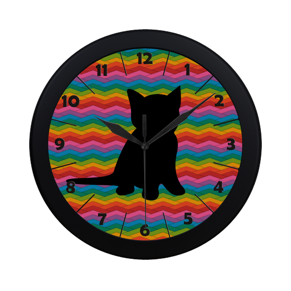 Lovely Kitten Shape Circular Plastic Wall clock