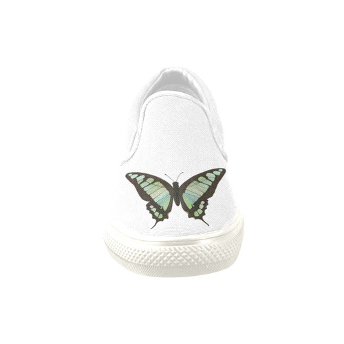 Graphium cloanthus butterflies painting Women's Unusual Slip-on Canvas Shoes (Model 019)