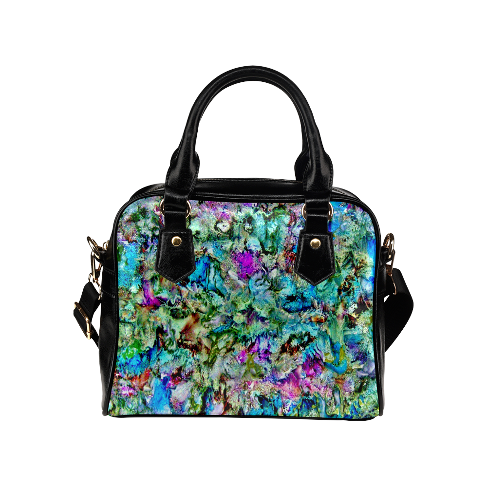 Colorful Flower Marbling Shoulder Handbag (Model 1634)