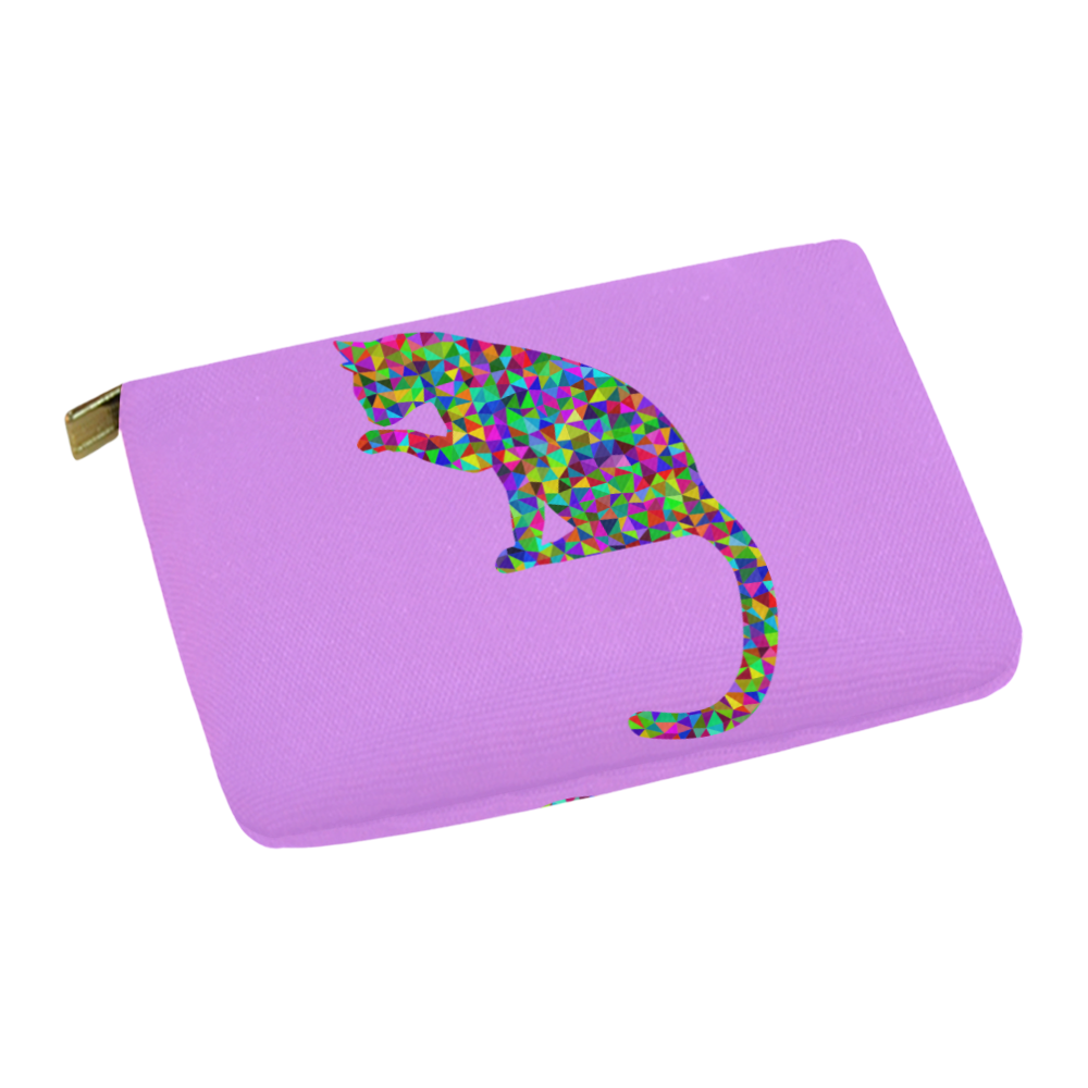 Sitting Kitty Abstract Triangle Purple Carry-All Pouch 12.5''x8.5''