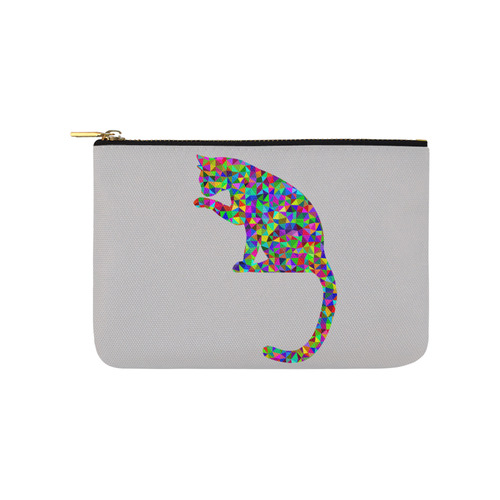 Sitting Kitty Abstract Triangle Grey Carry-All Pouch 9.5''x6''