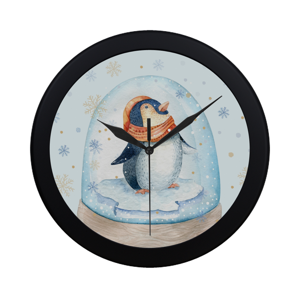 cute penguin, christmas Circular Plastic Wall clock