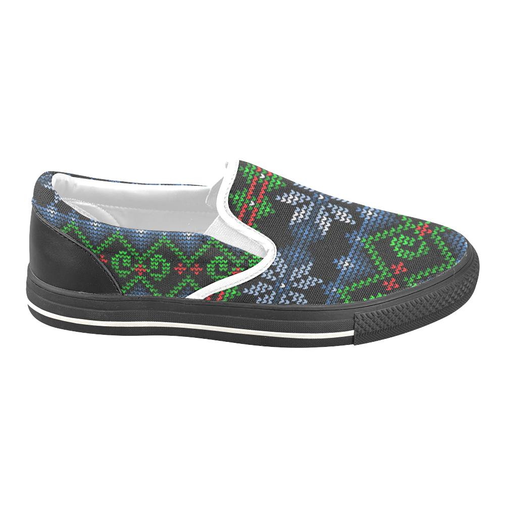 Ugly Christmas Sweater Knit Women's Unusual Slip-on Canvas Shoes (Model 019)
