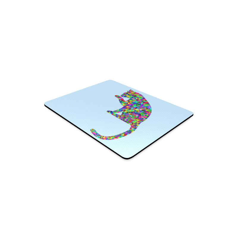 Sitting Kitty Abstract Triangle Blue Rectangle Mousepad